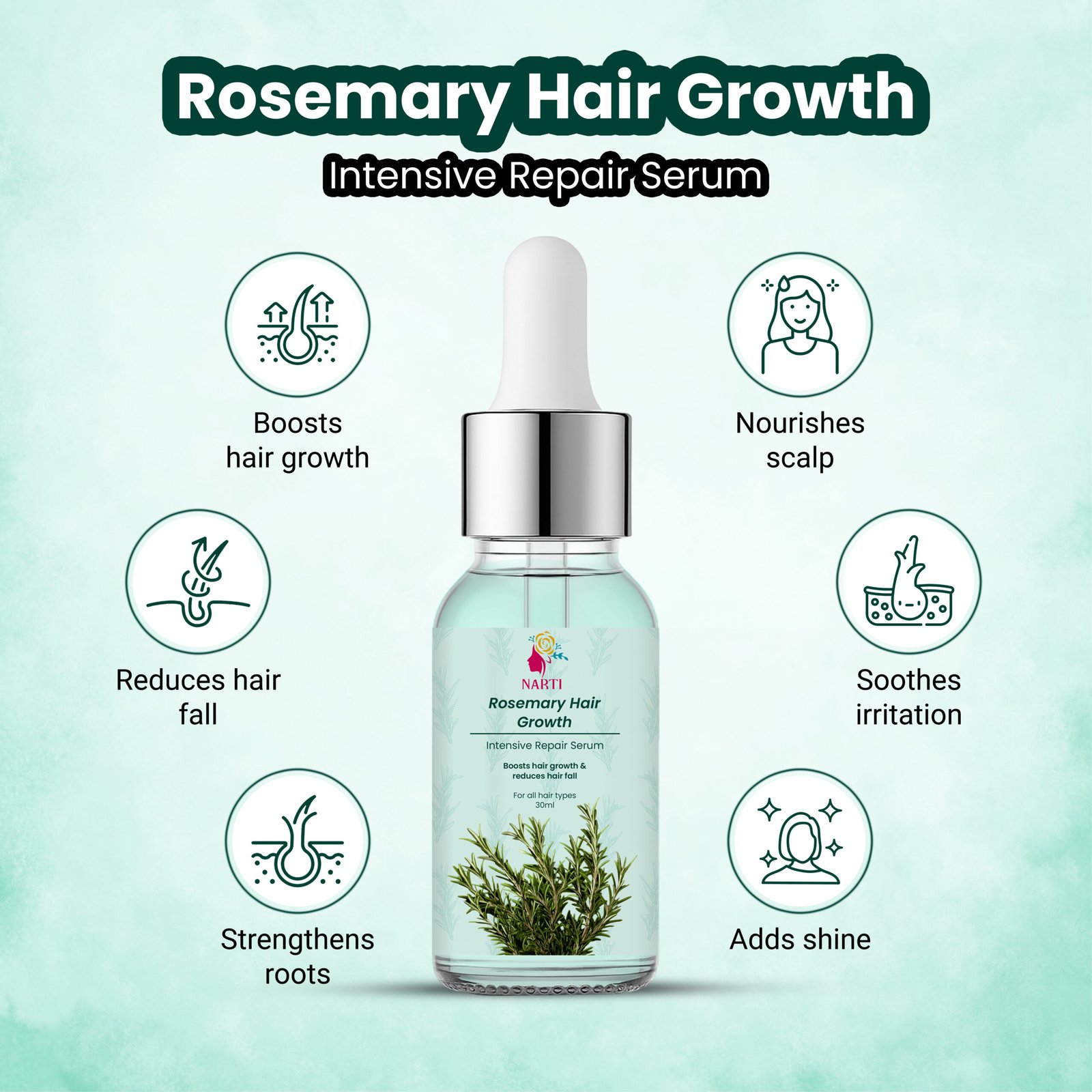 Pure Rosemary Serum for Hair Growth and Scalp Nourishment Narti Rosemary Scalp Care Serum for Healthy Hair